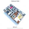 2 Bedrooms 1 Bath